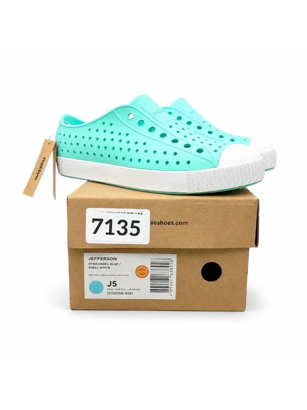 Native Shoes Jefferson Hydrangea Blue Shell White Kids Slip On Water Shoes J5 - Picture 3 of 7